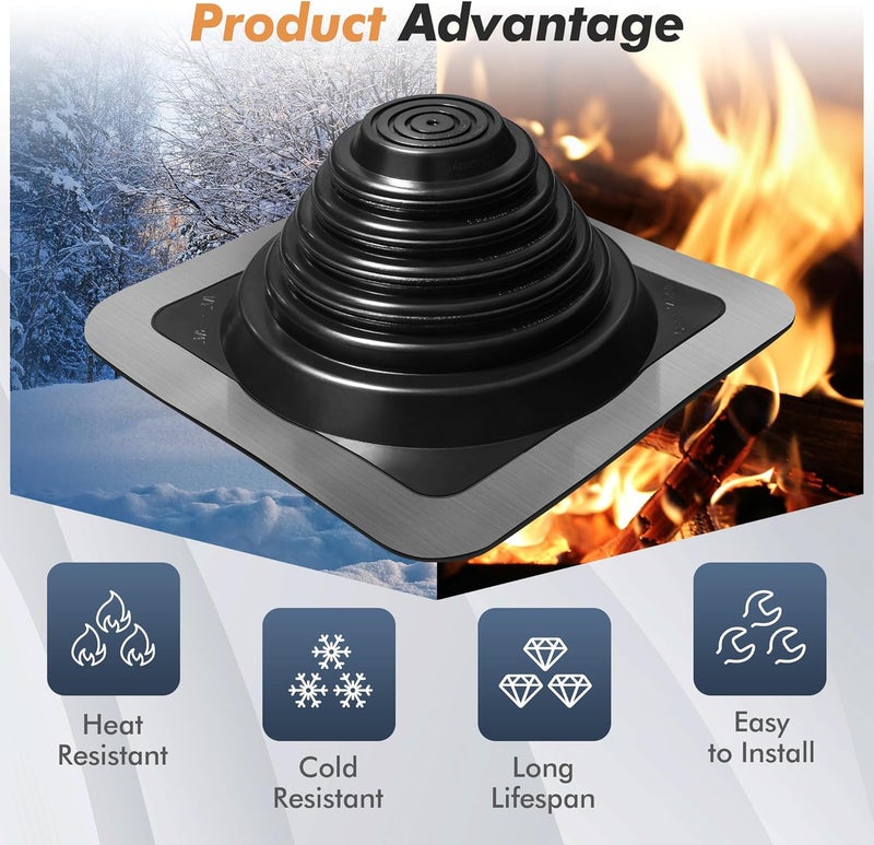 ACNOYEL #3 Metal Roof Vents Flashing, Roofing Boots Kit for Houses Fits Pipe Od 1/4" to 5-3/4", Epdm Flexible Roof Jacks for Roofing, Roofing Screws & Hex Socket and Scissors Included - 4 Pcs - Image 4